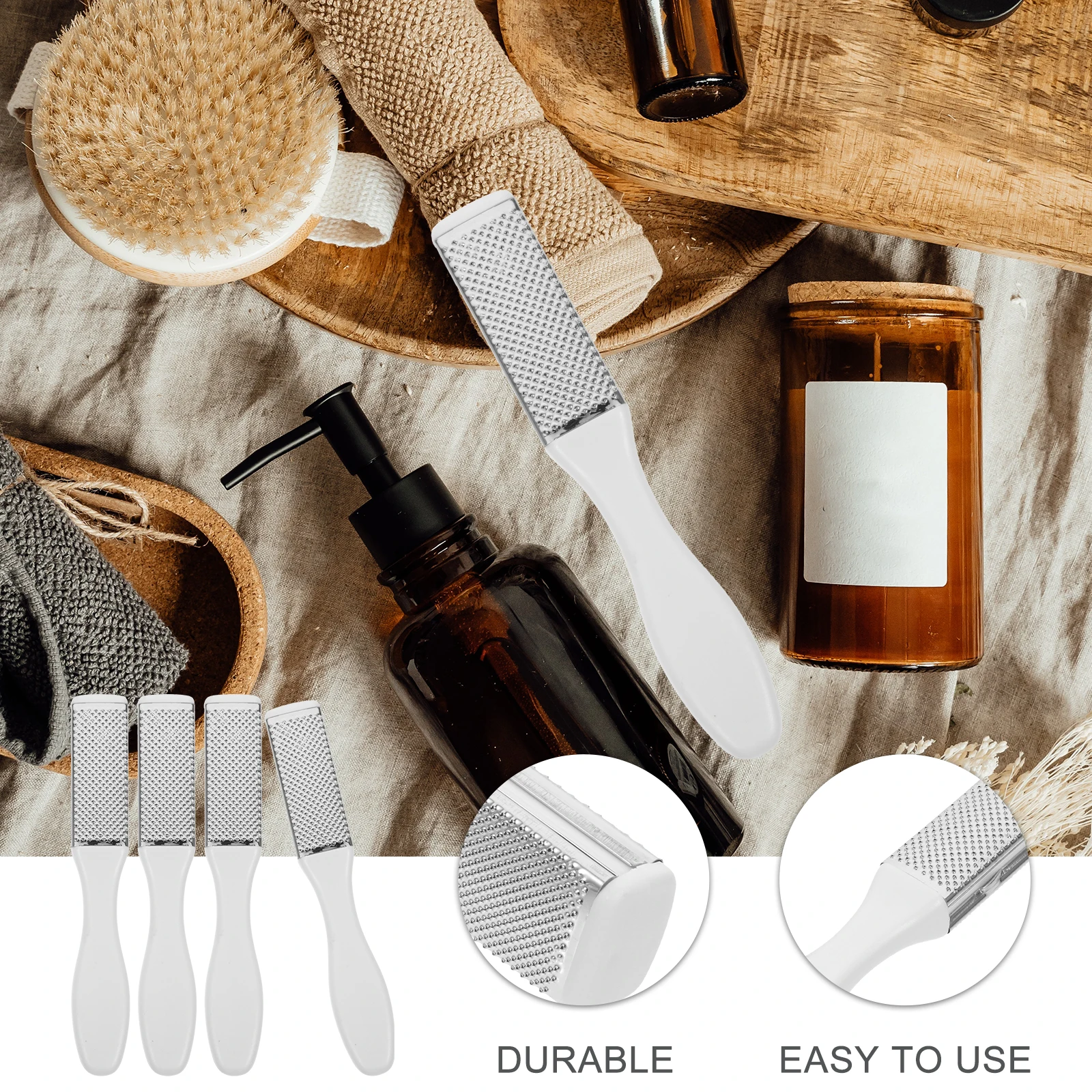 

4Pcs Foot Callus Remover Premium Reusable Metal Foot File for Dead Skin Removal Smooth Exfoliating Pedicure Tool Home Salon Use