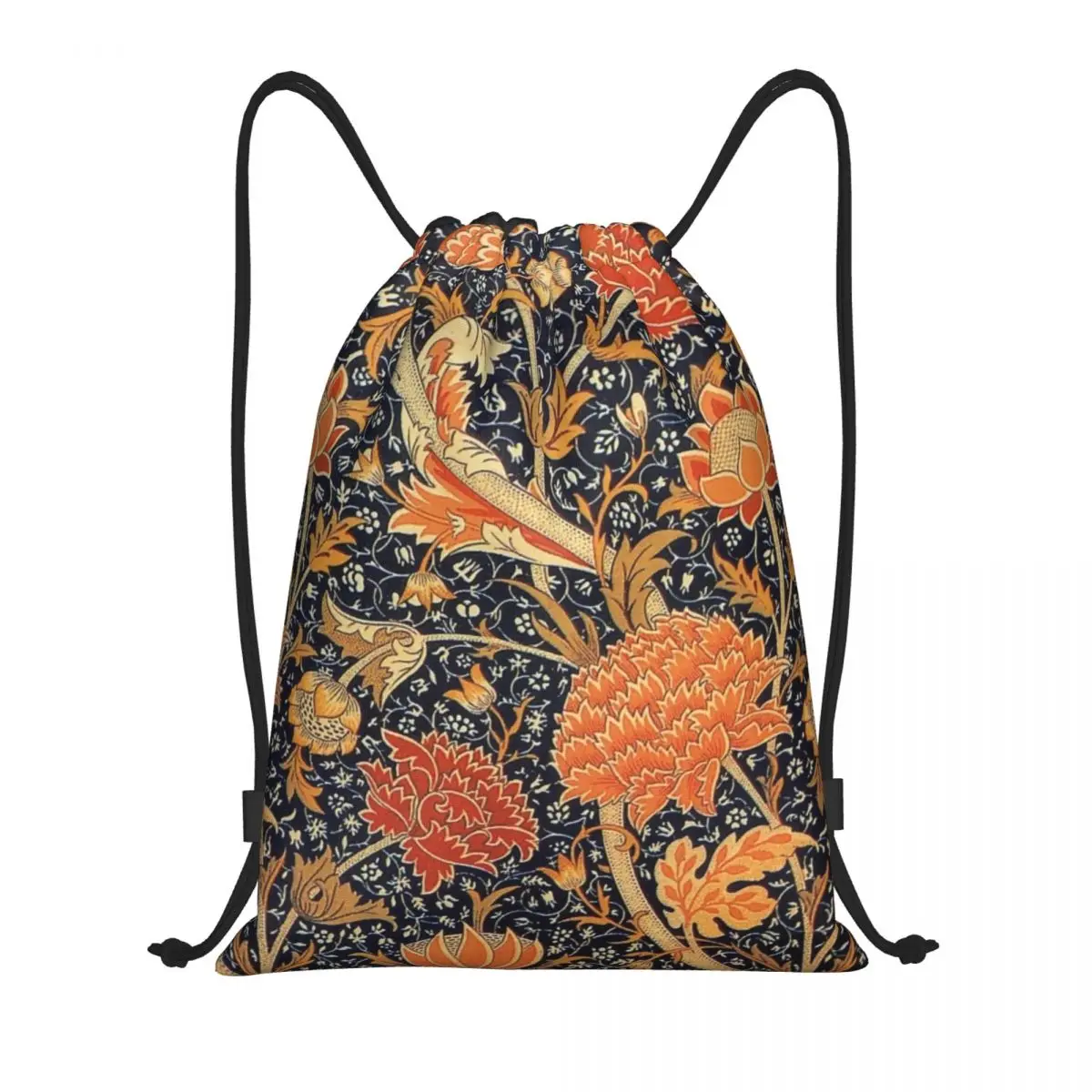 

Пользовательский William Morris Orange Cray Floral Art Рюкзак на шнурке для женщин и мужчин Спортивный рюкзак для спортзала Портативная тренировочная сумка