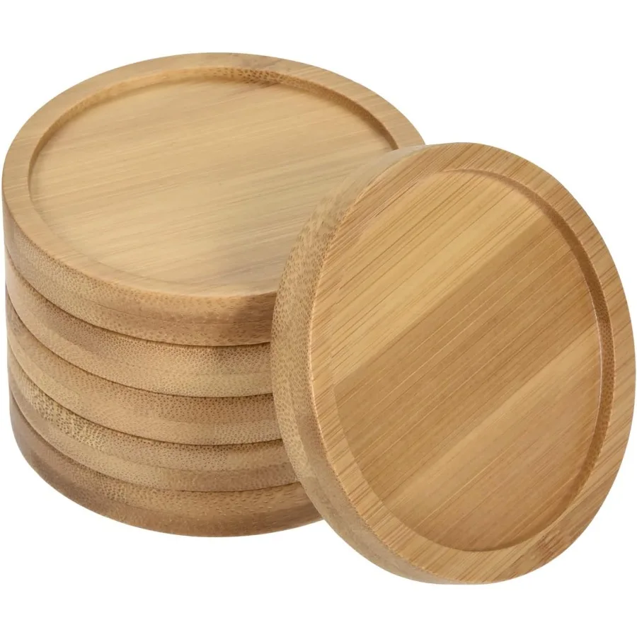 

Блюдце для горшков для растений, 6 упаковок, 3-дюймовый внешний диаметр, бамбуковый круглый поднос для цветов для использования в помещении
