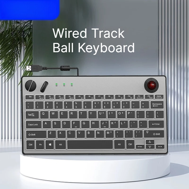 KB616 Wired Trackball Keyboard Customized 78Keys Scissor Switch Adjustable DPI RGB for Office Drawing Ergonomic Silent Keyboard