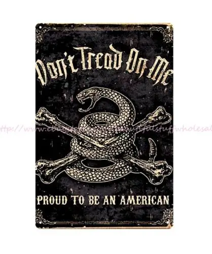 don't tread on me snake cross bone metal tin sign buy unframed art