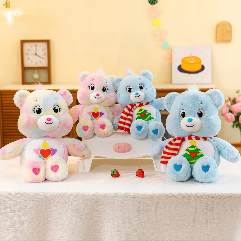 

45cm New Kawaii Stuffed Dyeing Love Heart Bear Plush Toy Cute Stuffed Doll for Kids Birthday Xmas Gift Soft Pillow for Girls
