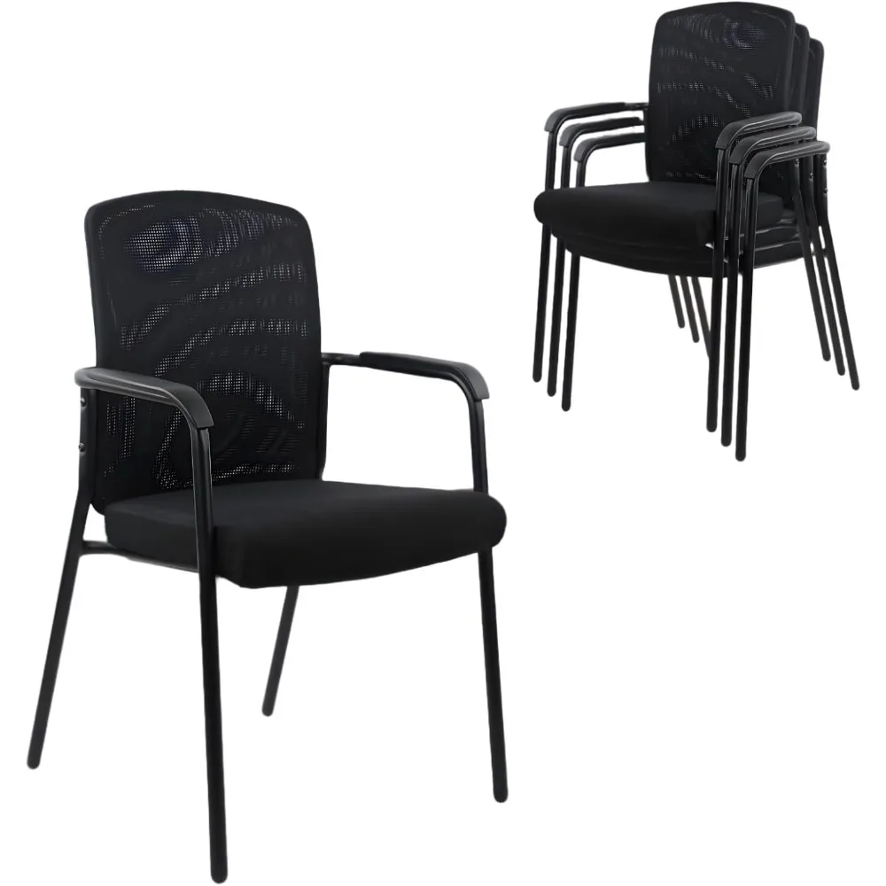 

Stackable Chairs with Lumber Support, High Back Stacking Conference Waiting Chair with Upholstered Cushion for Guest Lobby Rece