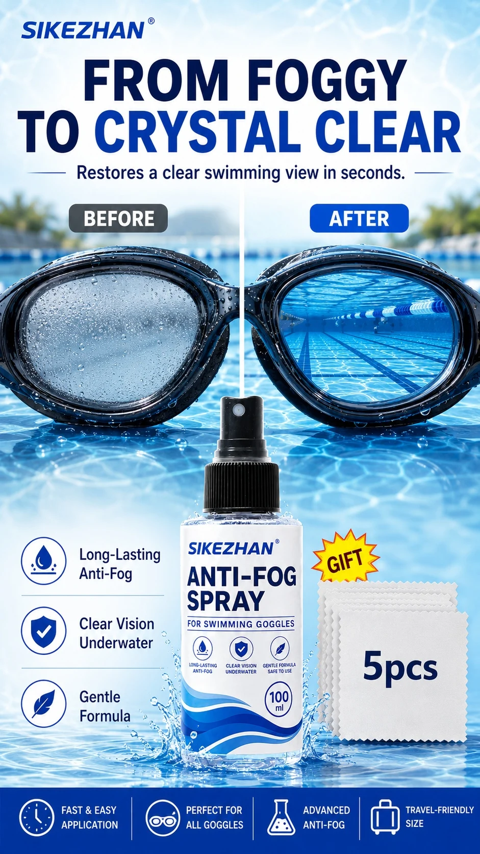 Anti-Beschlag-Spray für Schutzbrillen, Brillen, Kameras, Windschutzscheiben, Teleskope und Badezimmerspiegel, langanhaltender klarer Sichtschutz – Detail 3