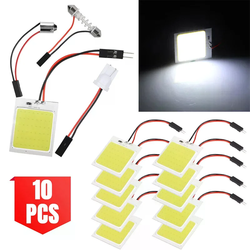 

10X T10 BA9S Car Led Cob 48SMD White Parking Bulb Auto Interior Reading Panel Lamp Super Bright Festoon License Plate Lights