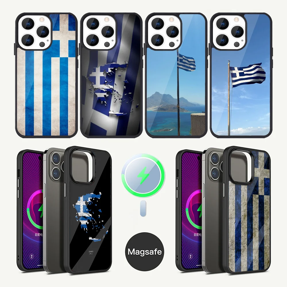 Greece Greek Flag Phone Case For iPhone 16,15,14,13,12,11,Plus,Pro,Max Mini Magsafe Magnetic Wireless Charging