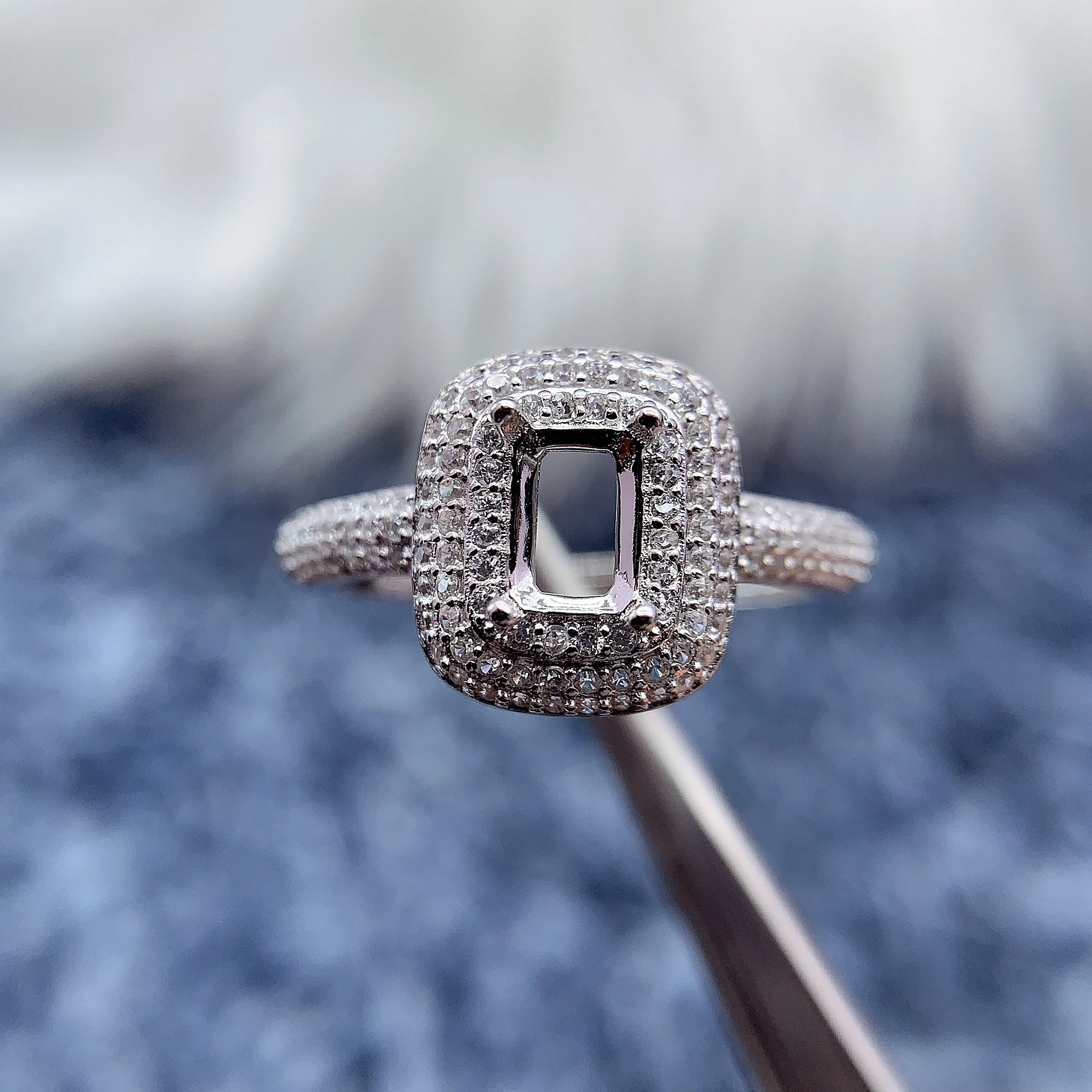 

MeiBaPJ инкрустация прямоугольная 4*6 мм S925 стерлингового серебра DIY кольцо с ореолом женский подарок тонкий шарм свадебные роскошные ювелирные изделия оптом