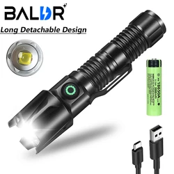 BALDR Z15 Zoom Long Distance Mini Flashlight Type-C Usb Rechargeable Portable Pocket Torch Home Outdoor 18650/18350 Battery