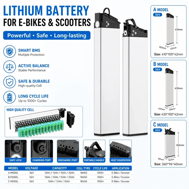 48V 36V Lithium Battery Replacement for Zhengbu Gode Saint Blue Kress Built-in Folding Electric Bike Battery Pack