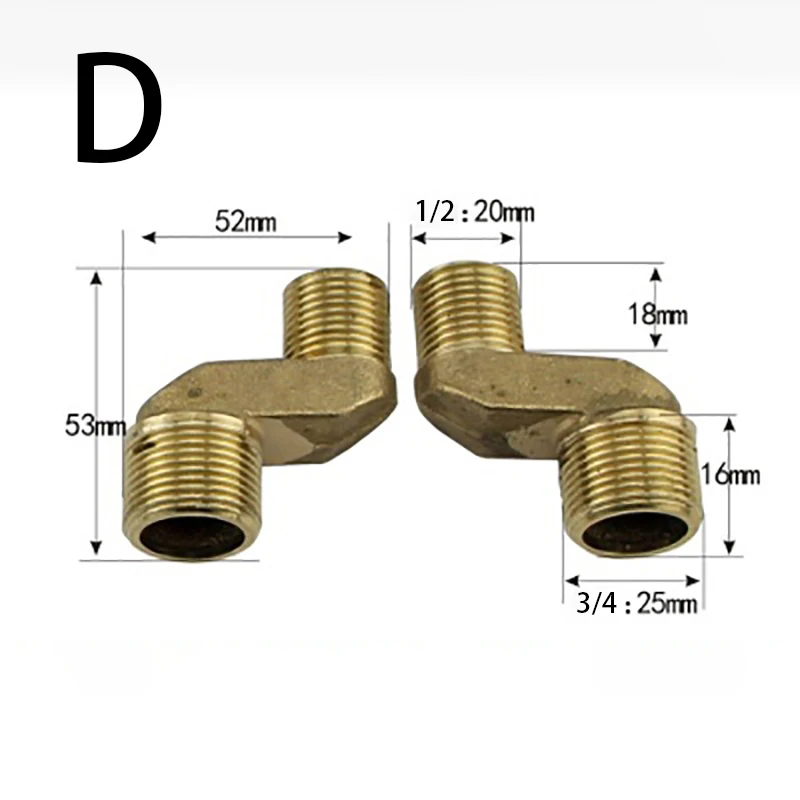 2PCS Copper 3/4"-1/2" BSP Male Thread Reducing Adjustable Distance Joint For Shower Faucet Joint Plumbing Fittings