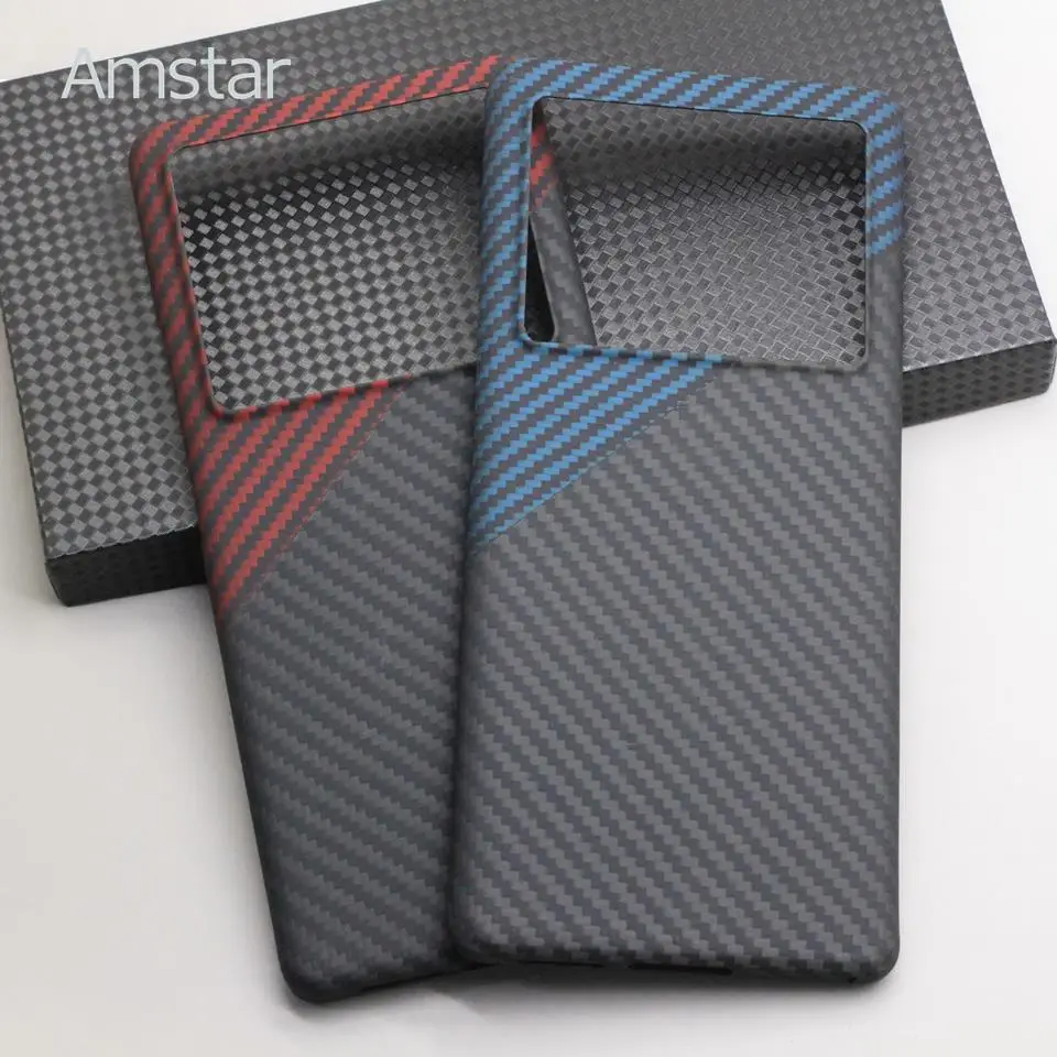 Amstar Dual Color Carbon Fiber Phone Case for VIVO X80 Pro High Quality Business Aramid Fiber Ultra-thin X80 Carbon Cases Cover