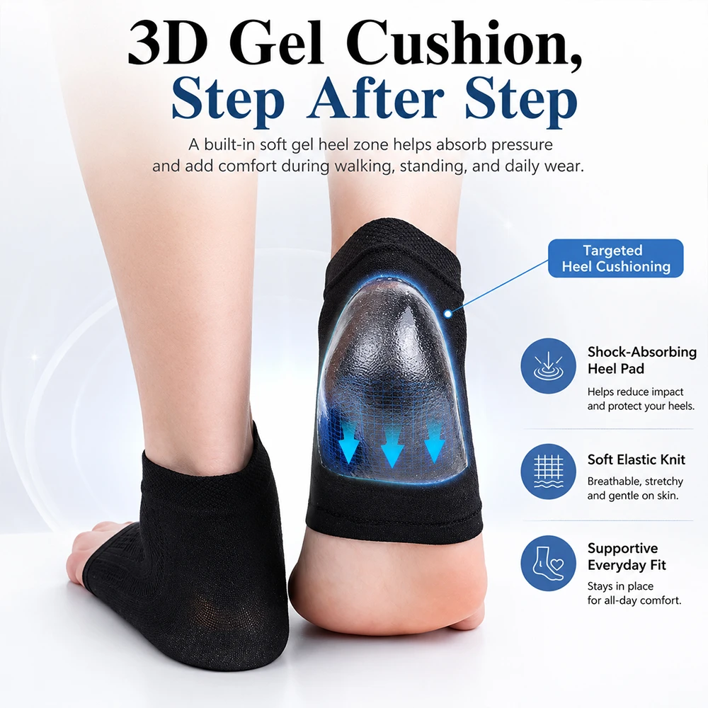 Heel Cover Pads Half Short Socks Mesh Gel Silicone Moisturizing Anti Wear Anti Dry Cracking Foot Protector Socks Care EID