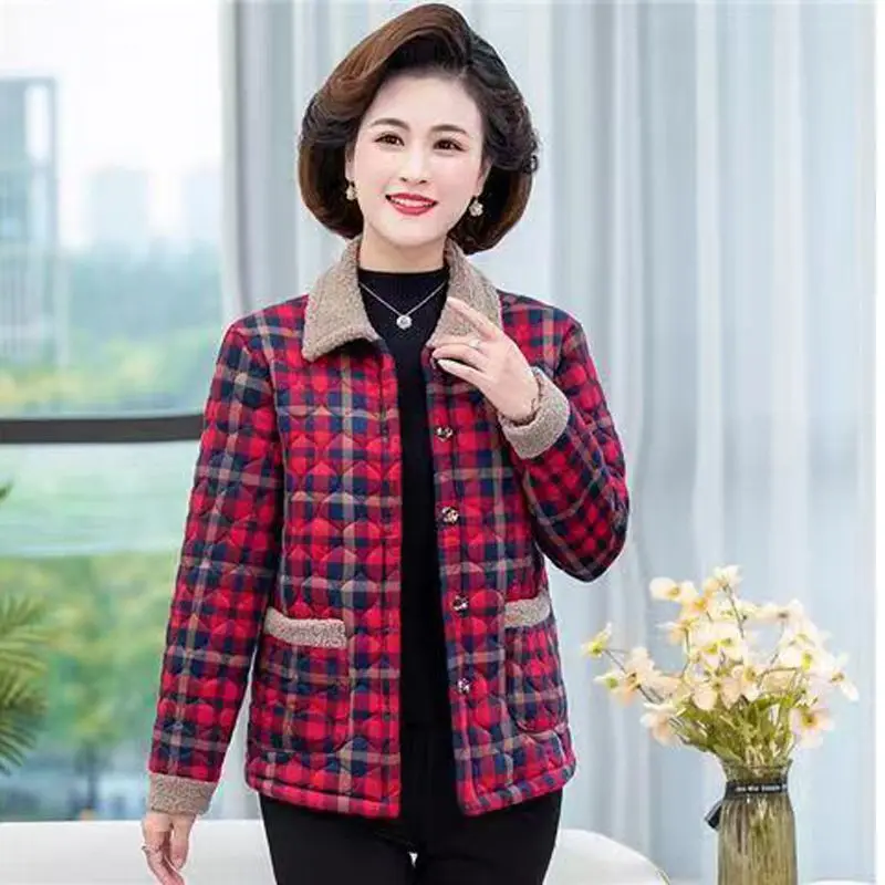 Autumn and Winter Clothes Cotton Jacket Women\'s Warm and Floral Cotton Jacket Grandmother\'s Small Cotton Jacket