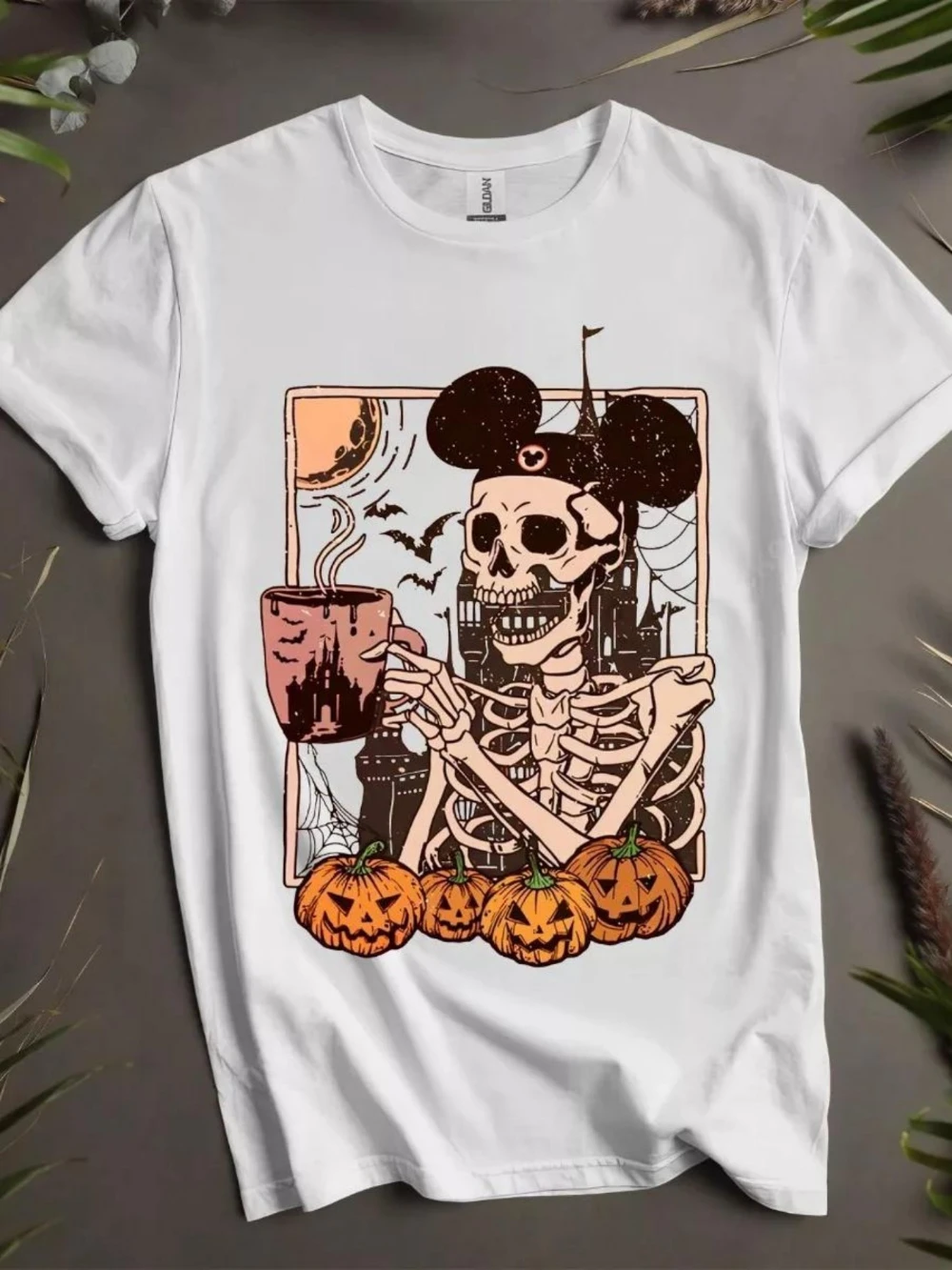 

Men's And Women's Fashion Short-sleeved Cotton T-shirts With Scary Skull Halloween Costumes Casual And Comfortable Holiday Wear