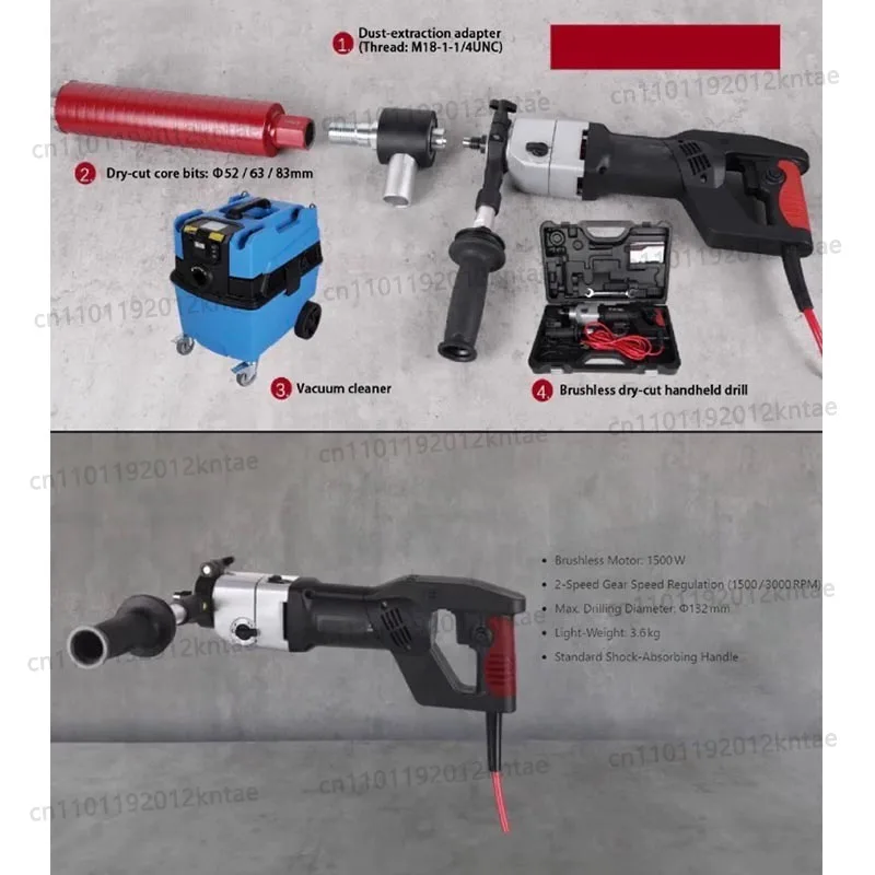 Brushless Portable Handheld Diamond Core Drill 2Speed Adjustable Soft Impact Dry Reinforced Concrete Drilling Machine Customized
