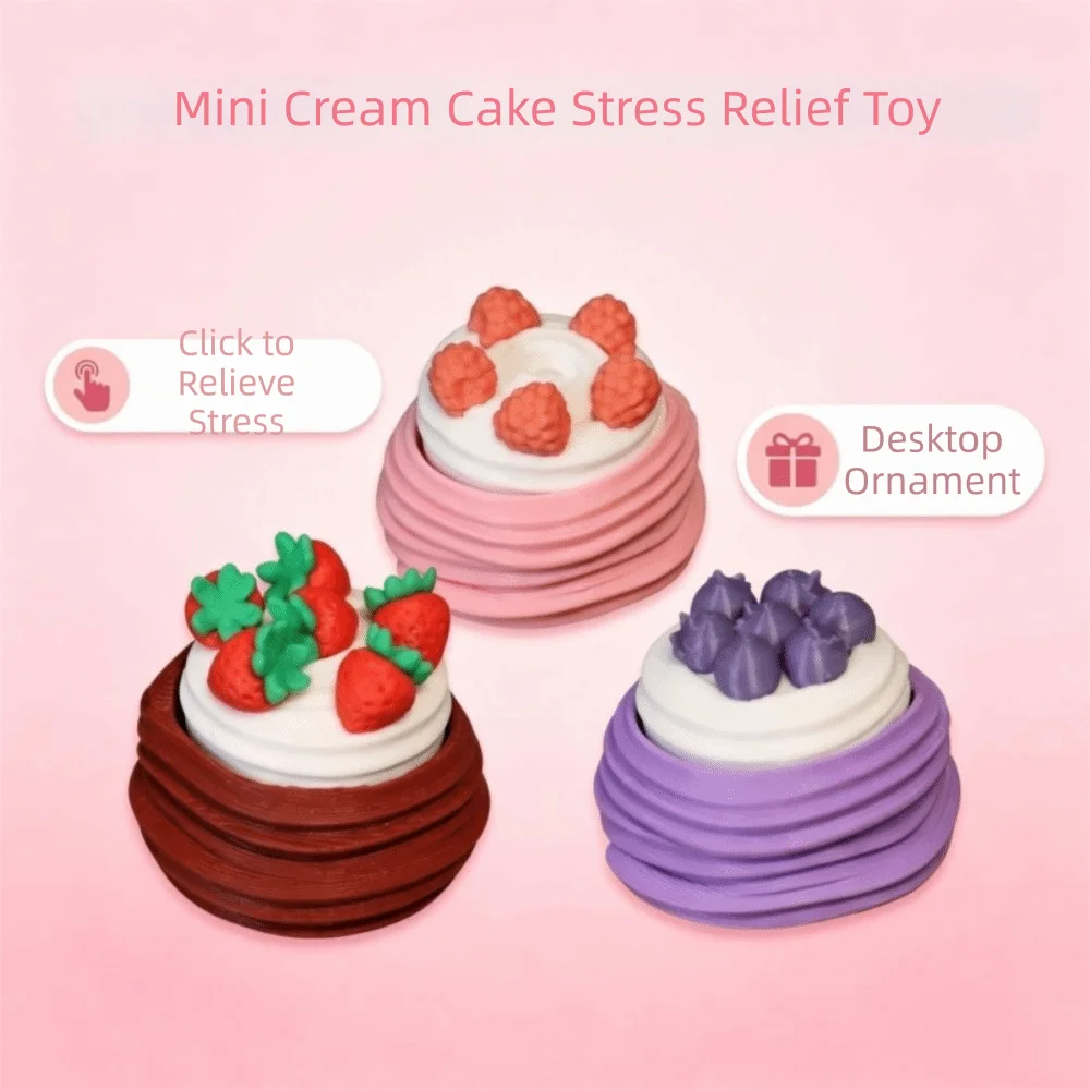 Pendant Button 3D Printed Clicker Key chain Push Button Simulated Cake Clicker Fidget Cartoon Cute Funny Keyboard Fidget Kids