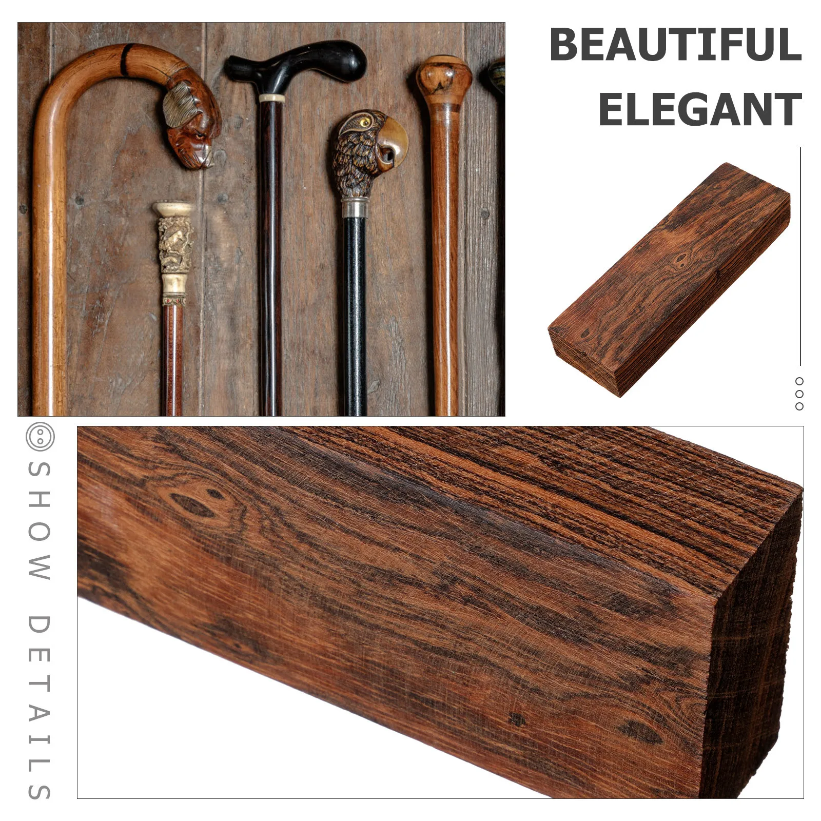 

Golden Rosewood Wooden Crutch Handle Grip Durable DIY Handgrip Making Block Craft Supply Material Wood Blank Making Block