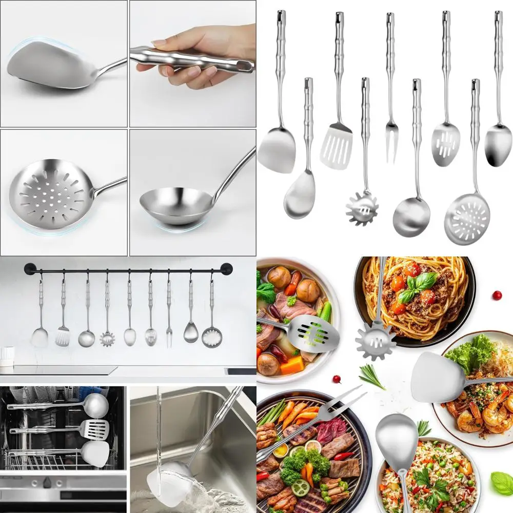 

Набор кухонной утвари из 9 предметов для тяжелых условий эксплуатации из нержавеющей стали, 14 инструментов для посуды шеф-повара для вока