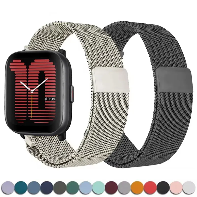 

Milanese loop For Samsung Galaxy watch 6 5 4 Classic 20MM 22mm Metal bracelet Amazfit Bip 5/Bip3 pro/Balance/GTS/GTR 4-3-2 strap