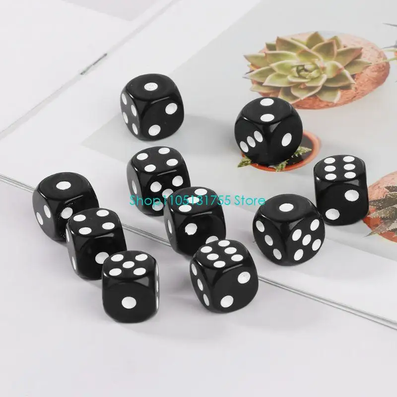 

K0EF 10Pcs/Set 6 Sided 0.63In Number Acrylic Round Corner Dice Party Family DIY Games Engraving Educational Toys Accessaries
