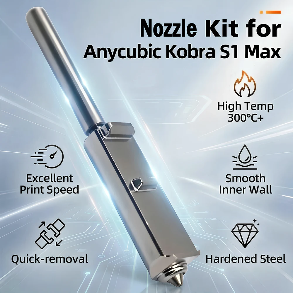 

Модернизированный биметаллический хотэнд для Anycubic S1 Max, печатающая головка с соплом 0.25/0.4/0.6/0.8 мм для 3D-принтера Anycubic Kobra S1 Max