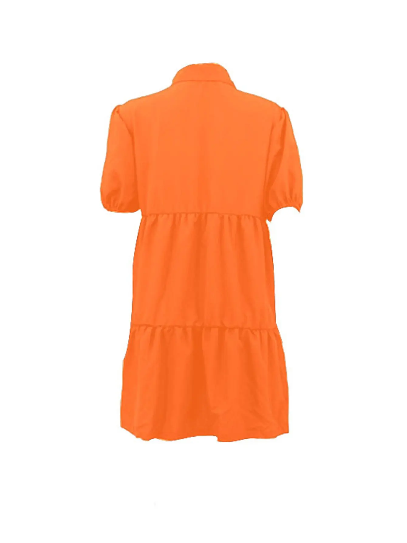 Vestido polo laranja de manga curta, vestido casual versátil de verão