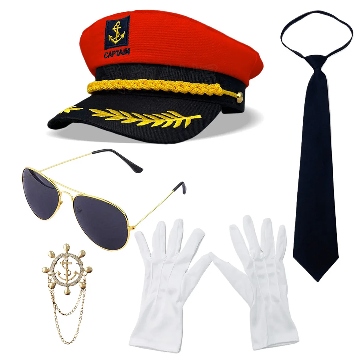 Festival Party Cosplay Marine-Kapitän Verkleidungs-Kostüm Zubehör Matrosen-Rollenspiel Hut-Set – Detail 22