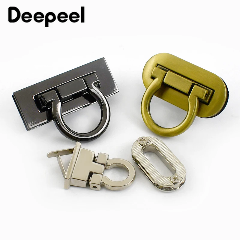 2Pcs Deepeel Metal Turn Twist Lock Clasp Bags Closure Buckle Handbag Purse Decor Snap Locks Clasps Luggage Hardware Accessories