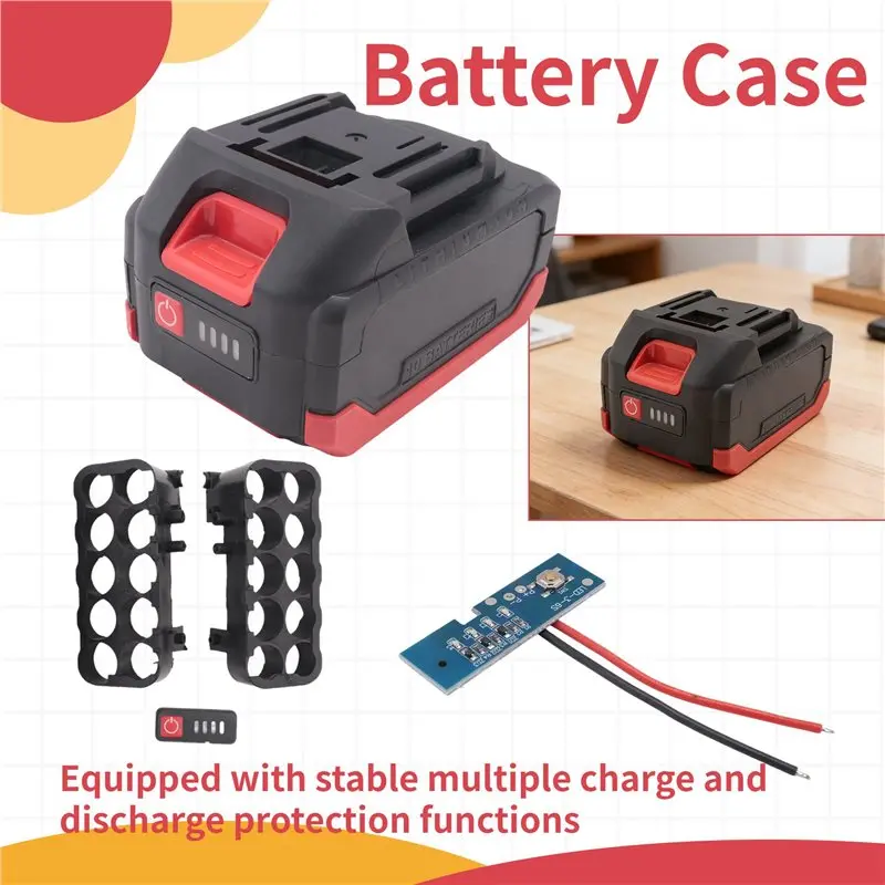 IALJ-Battery Case Storage Box Shell PCB Charging Board For Power Tools 21V Charge Voltage Replace Part 10 Cores