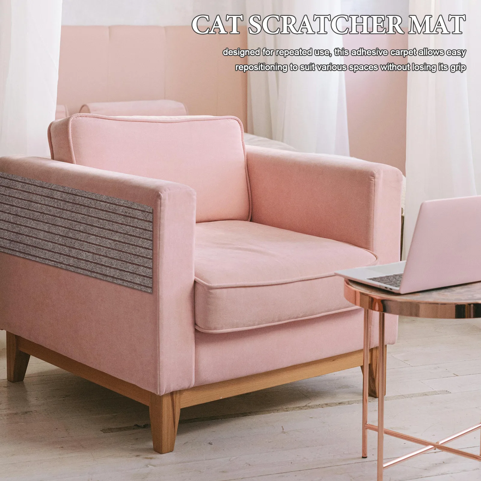 

Self-Adhesive Stair Treads Carpet Roll for Cats Scratch Resistant Step Covers Reusable Non-Slip Floor Mat for Home Office Hotel