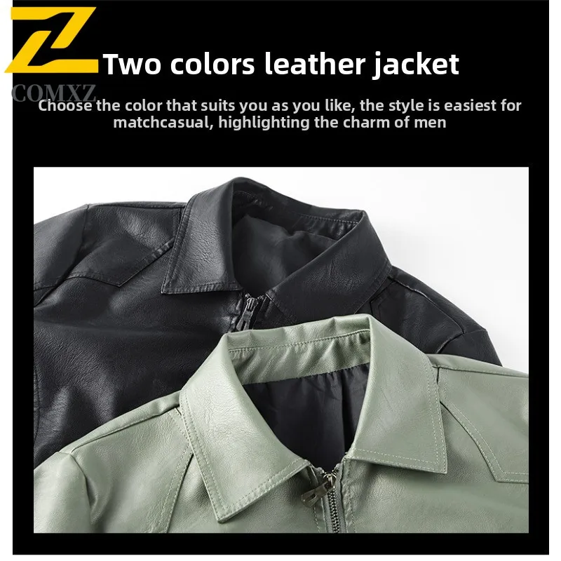 سترة رجالية عتيقة لراكبي الدراجات النارية مغسولة من جلد البولي يوريثان وياقة بيسبول فضفاضة تناسب الطيار القديم مقاومة للرياح وسحاب تكتيكي لربيع الخريف