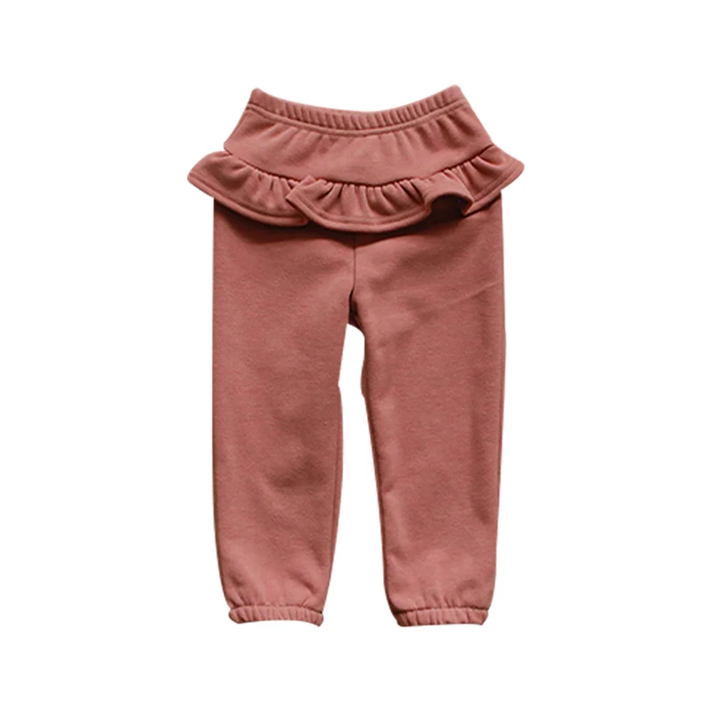 Children Clothes Long Pant 2023 Winter New Girl Culottes Girls Lace Flanged Thick And fFleece Culottes Kids Trousers