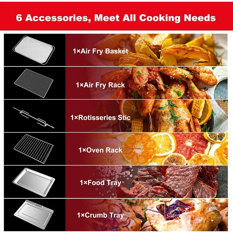 Galanz GT12SSDAN18 مجموعة القلي والمشواة الرقمية 8 في 1 محمصة مقلاة هوائية، فرن حراري مع بيتزا وتجفيف، 4 ملحقات