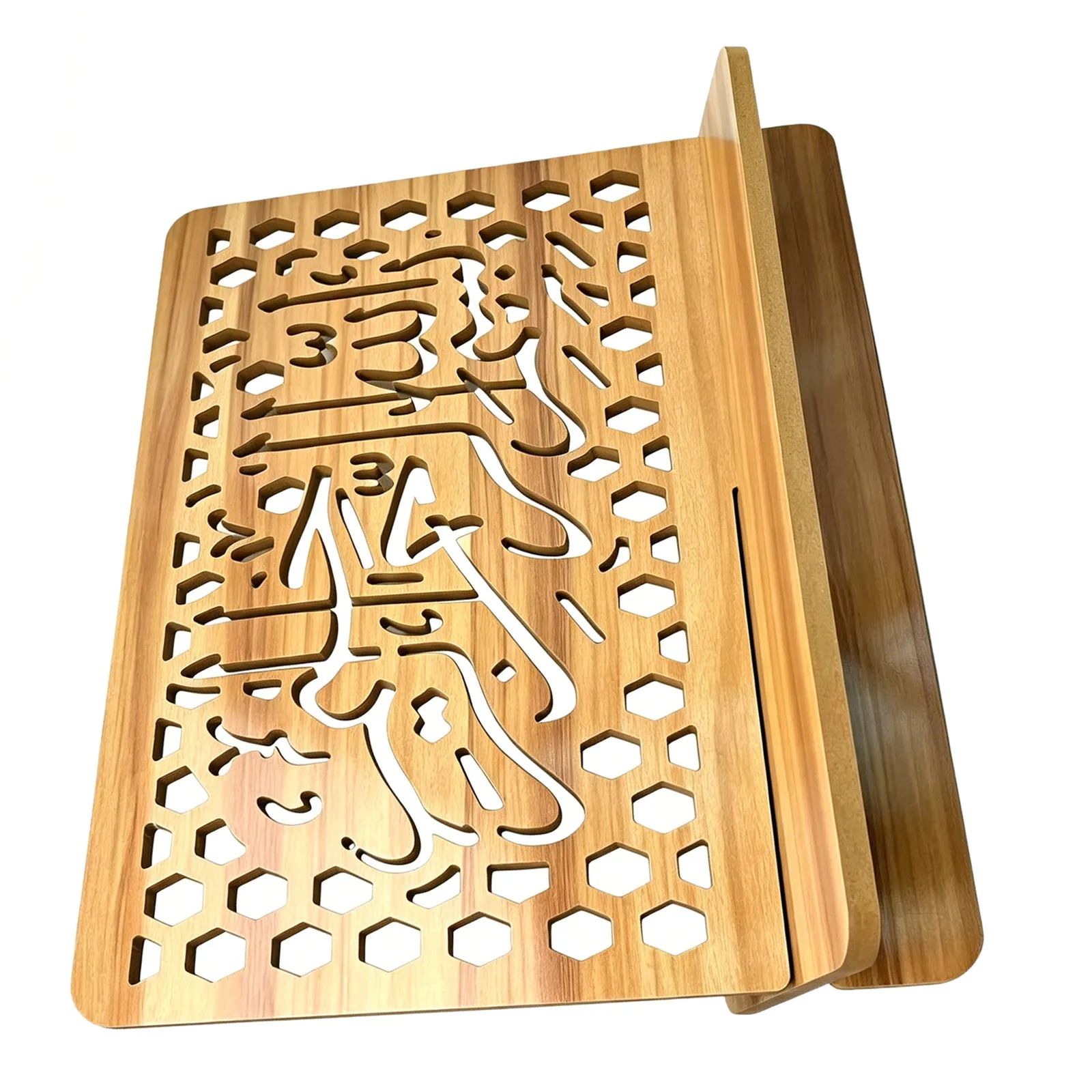 Wooden Hand-Carved Bible Quran Stand Book Holder Stable Anti-Slip Deep Groove Display Rack for Home Prayer Reading