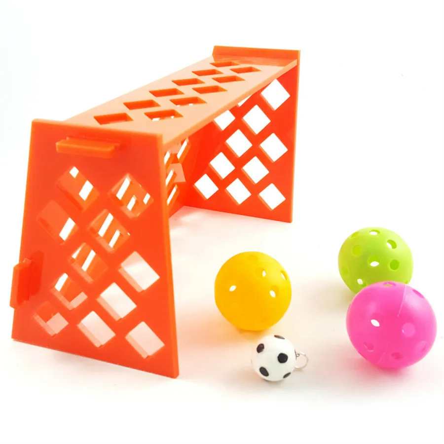 Pet Parrot Mini Soccer Football Field Bird Training Desktop Educational Puzzle Intelligence Development Toy Brid 4set/lot