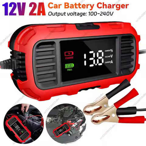 12V 2A Motorcycle Battery Charger Car Motorcycle Lead Acid Battery Charger Fully Automatic Battery Charger for Car Truck Battery