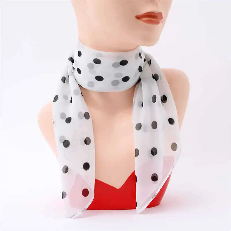 Summer Big Round Dot Small Silk Scarf Square Scarf Female Letter Silk Scarf Dance Scarf Korean Version Auntie Small Square Scarf