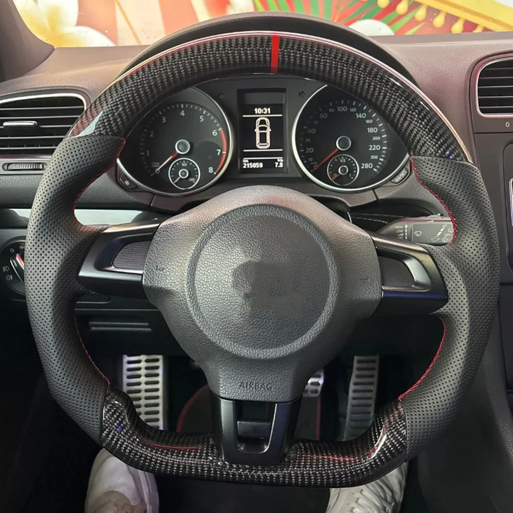 

Real carbon fiber Steering Wheel Fit, For Volkswagen VW Golf 6 MK6 GTI R Polo GTS Scirocco Custom Carbon Fiber Racing Wheel