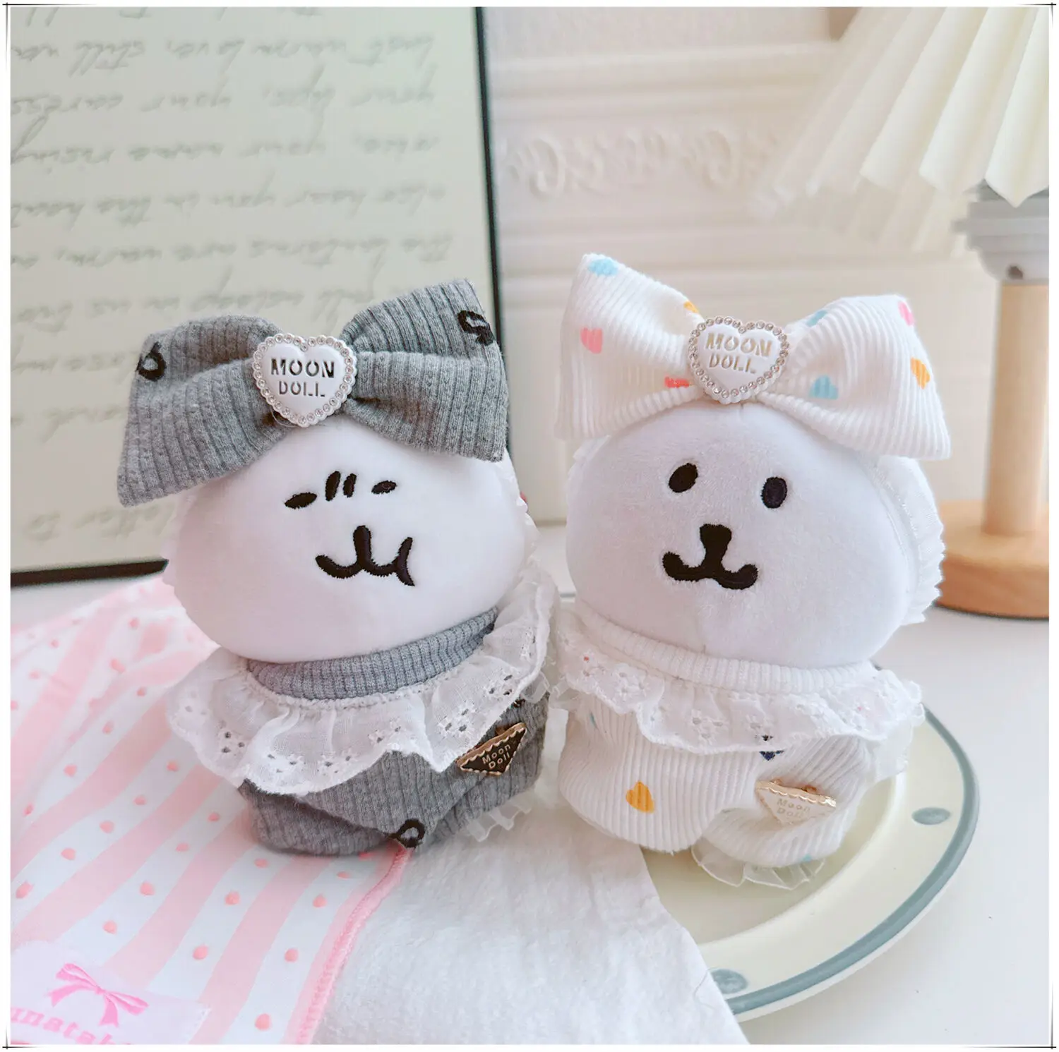 

Cute Mini Idol Doll Clothes 10cm Kawaii Bow Jumpsuit Pajamas Set Plush Doll Clothes Accessories Toys Girls Fans Gifts