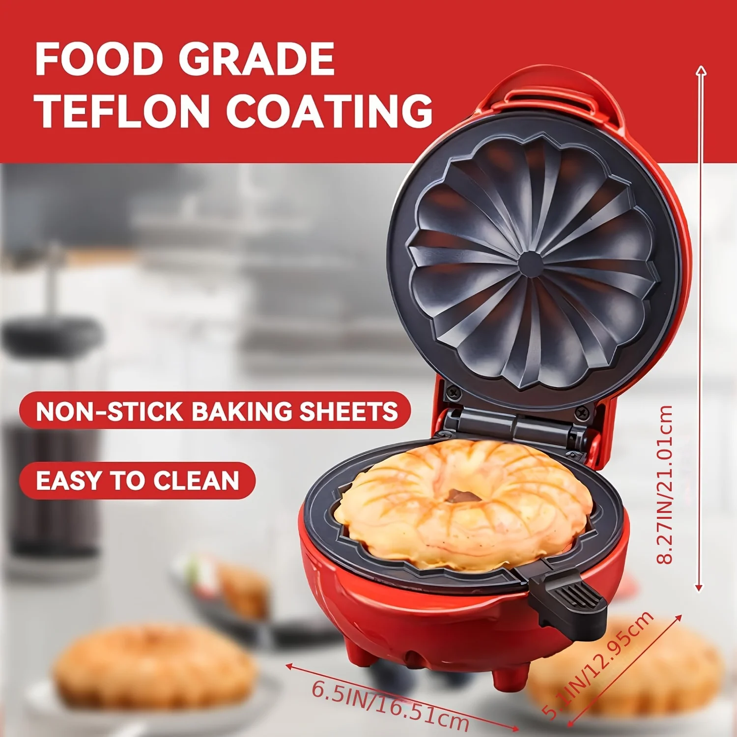 ماكينة خبز منزلية صغيرة جديدة 2025 - ماكينة صنع الكيك متعددة الوظائف، تسخين سريع، غير لاصق، آمنة للإفطار والخبز والهدايا