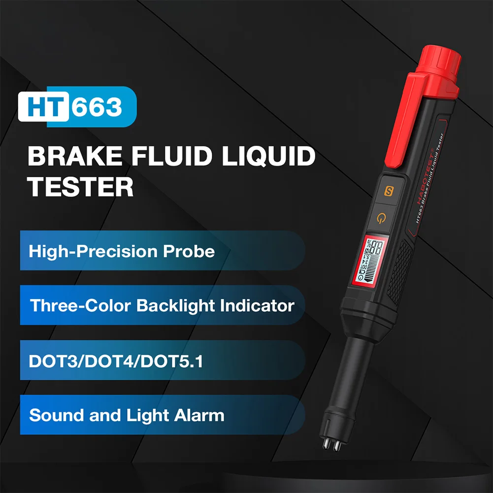 HABOTEST HT663 HT663L Car Brake Fluid Tester Meter Liquid Oil Tester Analyzer For DOT3 DOT4 DOT5.1 Brake Oil Quality Check Pen