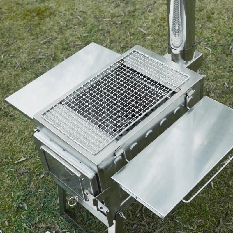 Hot Steel Wood Burning Stoves for Family Glamping Tents with Sides windows
