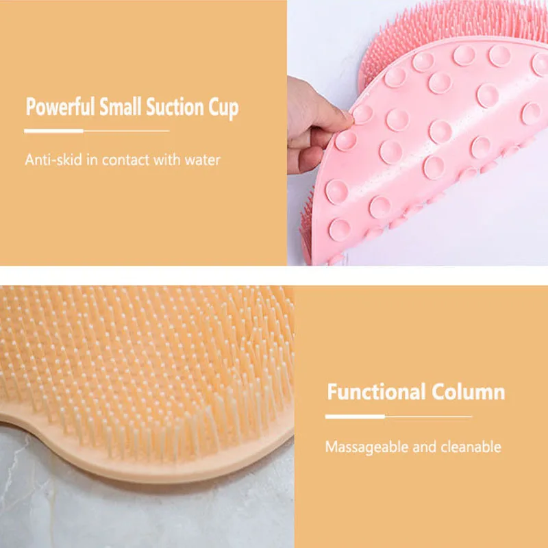 Reusable Shower Back Scraper Cleaning Brush Shower Feet Cleaner Wash Mat Multifunction Sucker Wall Mat Rub Foot Arms Body Bath