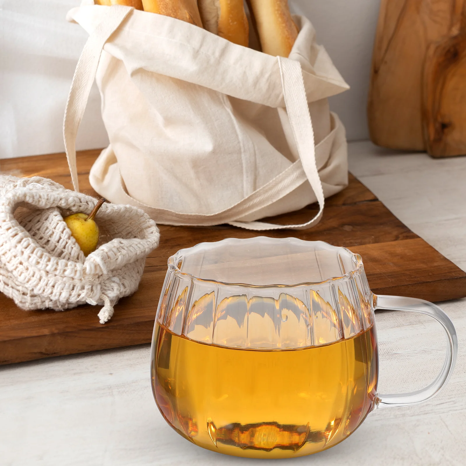 

2Pcs 450Ml Glass Cup Transparent Coffee Tea Mug with Handle Smooth Rim Breakfast Cup for Milk Juice Cocktail Beer Reusable Water