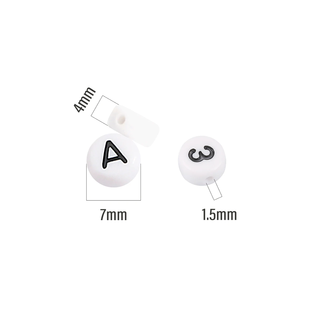 7mm Black White Mixed Letter Acrylic Beads Round Flat Alphabet Spacer Beads For Jewelry Making Handmade Diy Bracelet Necklace
