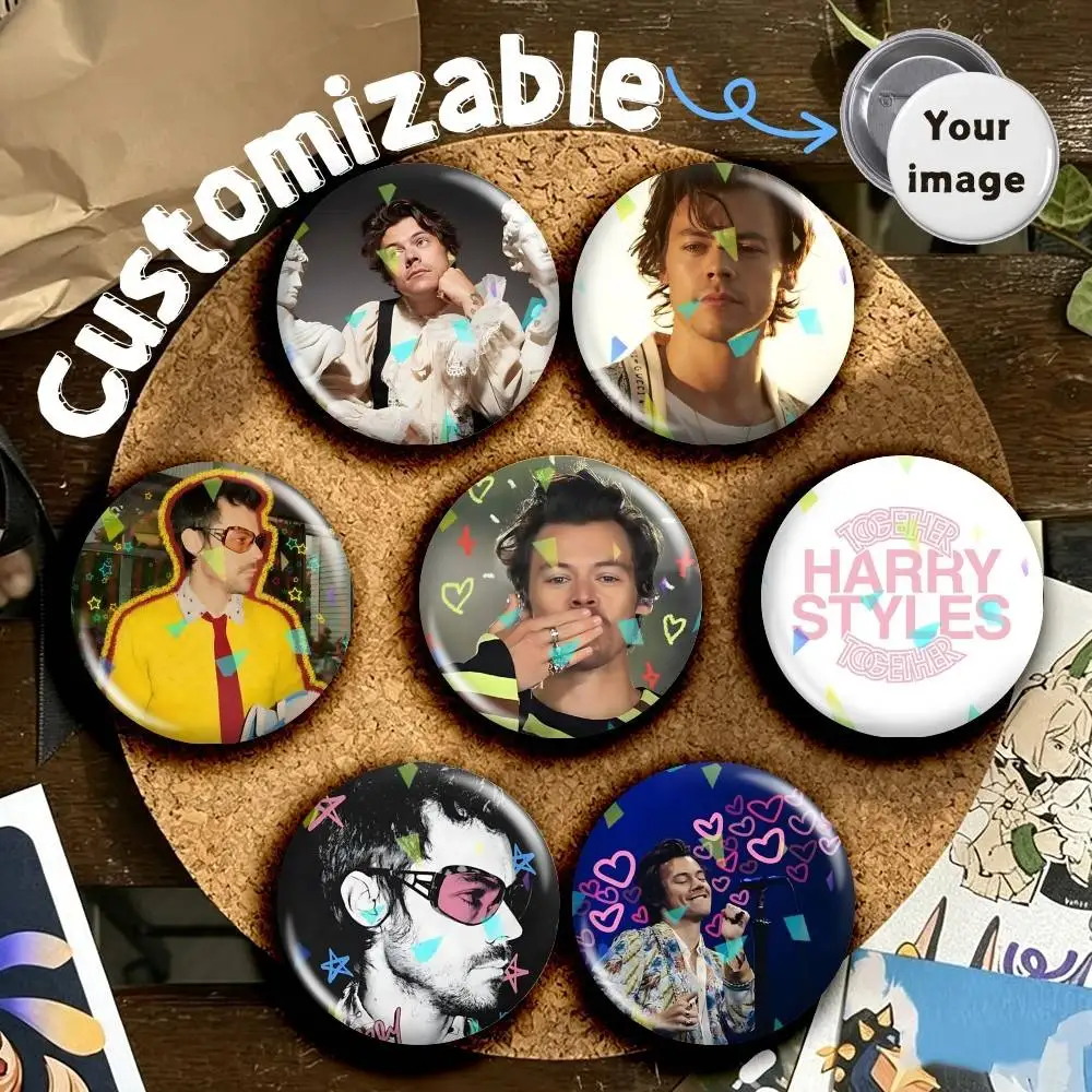 H-Harry Style-s Love On Tour Round Brooch Pins, Personalized Badges With Broken Glass Design Fashion Accessory