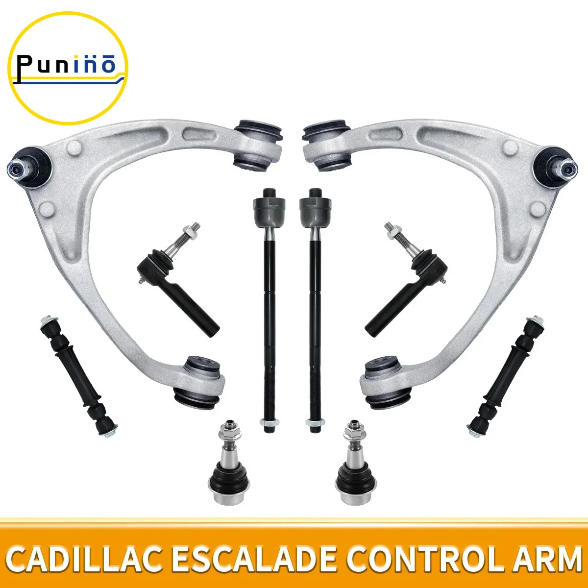 Punino Front Upper Control Arms Sway Bar Link Tie Rod End 10pcs Sets for Cadillac Escalade Chevrolet Tahoe GMC 2014 - 2016