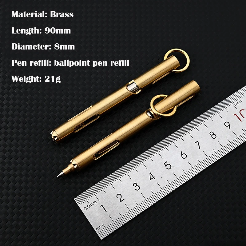 Outdoors EDC Brass Writing Tools Cylindrical Bolt Ballpoint Pen Mini Keychain Business Signature Stationery Gift Pen EDC