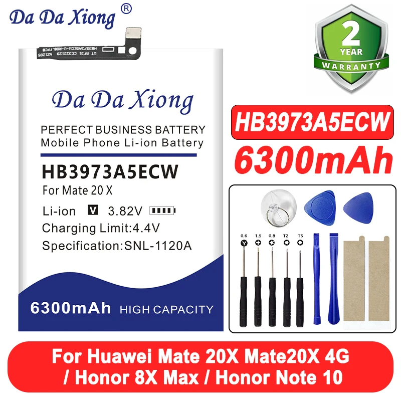 Nueva batería HB3973A5ECW de 6300mAh para Huawei Mate 20X20X Mate20X 4G EVR-AL00 / Honor 8X Max / Honor Note 10 RVL-AL09 RVL-AL10