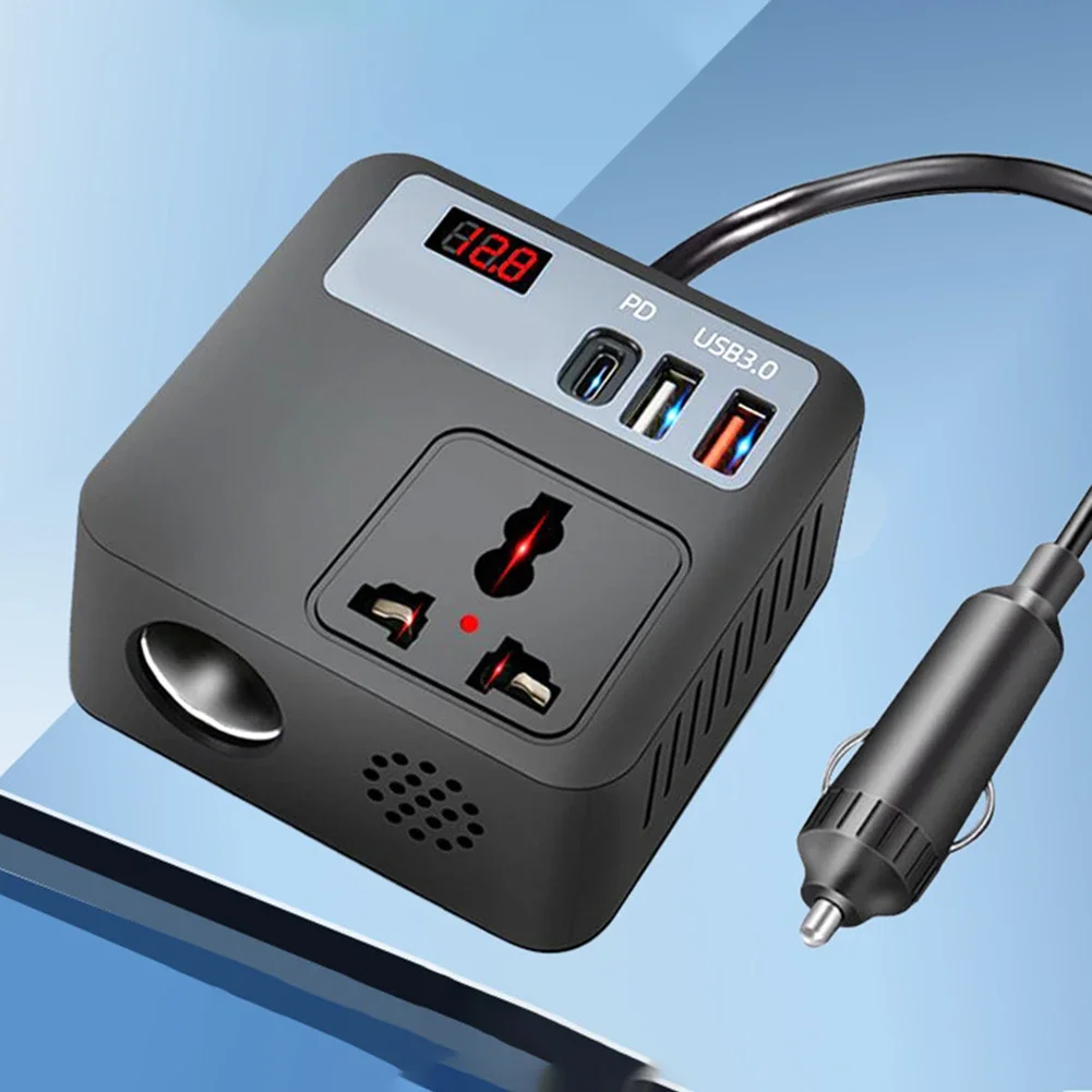 Digital Display 200W Car Inverter With DC 12V To 220V Power Converter & Multiple USB Ports For In-Car Electronic Devices